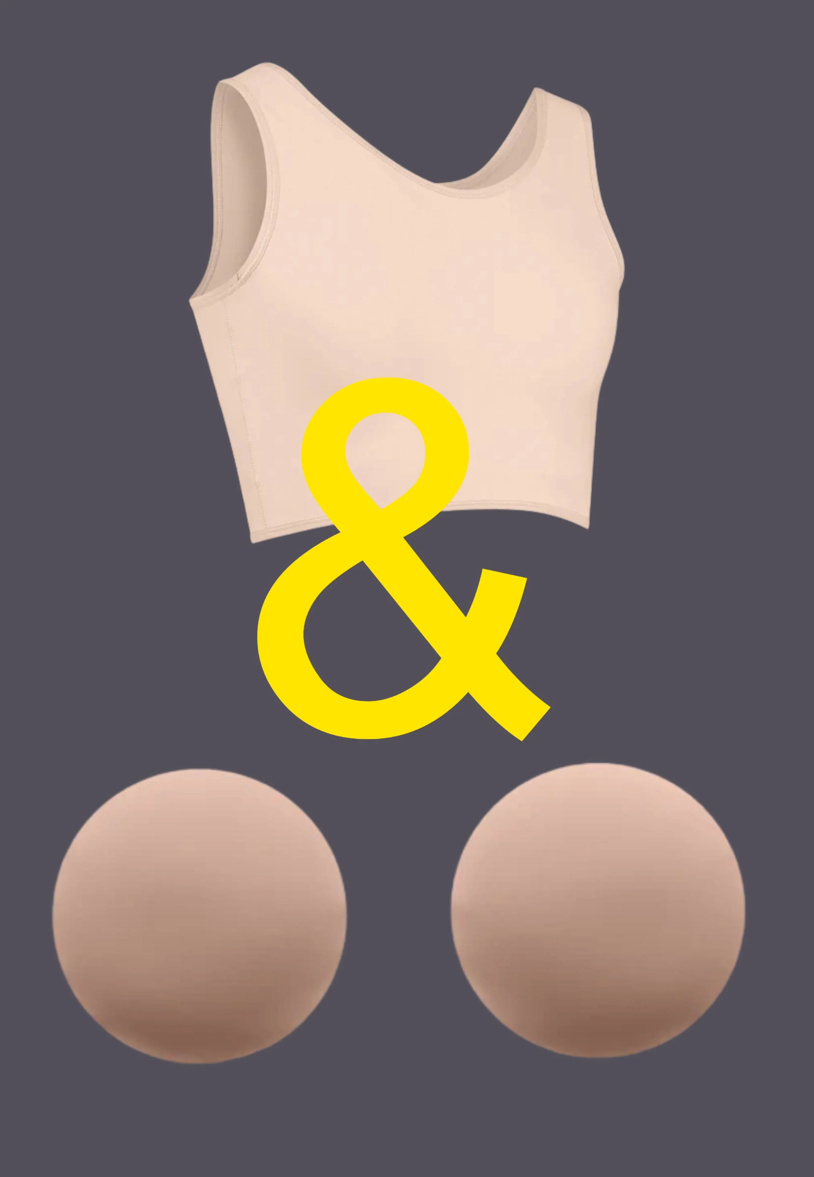 Short Binder beige + Silicone Nipple Pads - BUNDLE